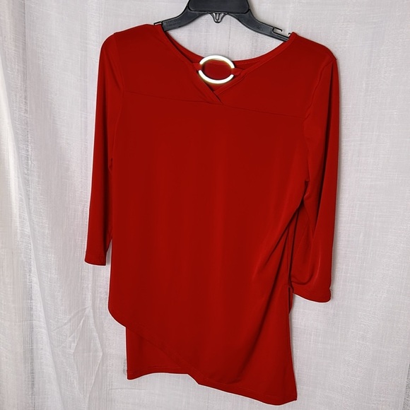 CLEO  vtg blouse,women MP,made in 🇨🇦, vtg,metal grommets,asymmetrical hem,career - Picture 5 of 12